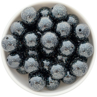Bubblegum Bead 20mm - Glitter Pearl - Black