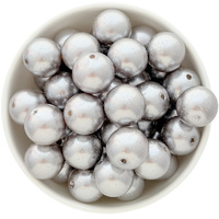 Bubblegum Bead 20mm - Glitter Pearl - Silver