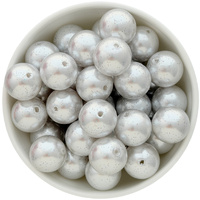 Bubblegum Bead 20mm - Glitter Pearl - White
