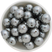 Bubblegum Bead 20mm - Pearl - Dark Silver