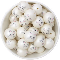 Bubblegum Bead 20mm - White Kitty