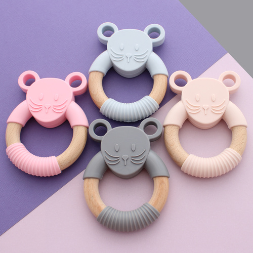 Little Mouse Silicone and Beech Teether