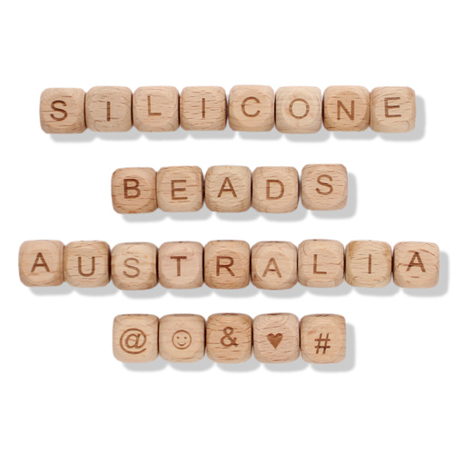 Alphabet Letter Beech 12mm Dice Bead