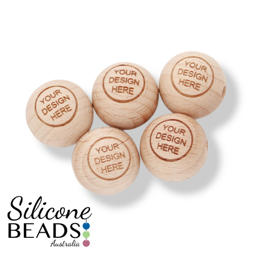  CUSTOM Beech Wood Beads - 19mm Round