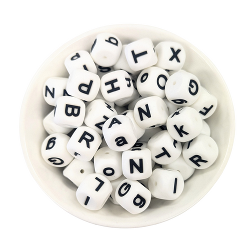 Silicone Bead 15mm - Lower & Upper Case Letters 20pk