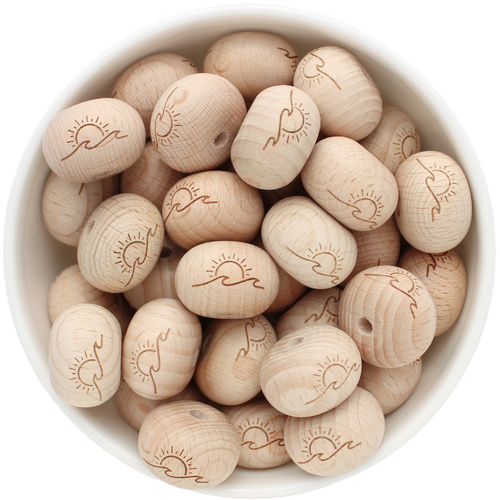 Beech Wood Beads - 22mm Abacus Sunset Waves