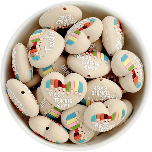 Teacher Heart Silicone Bead