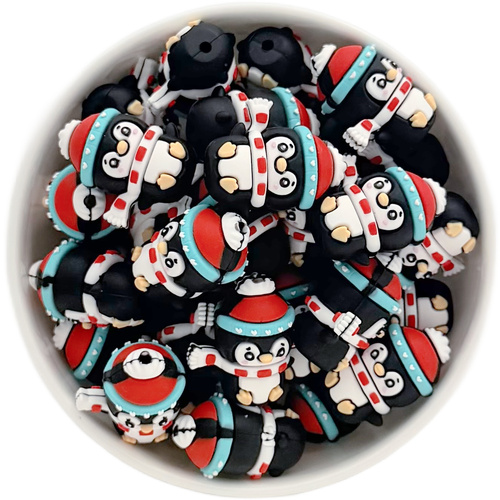 Christmas Penguin 3D Silicone Bead