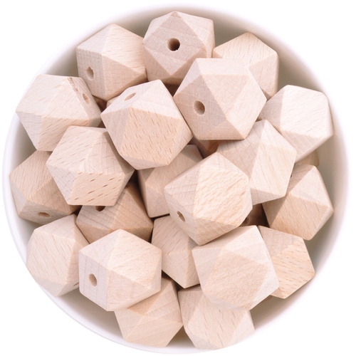 Beech Wood Beads - 20mm Hexagon 