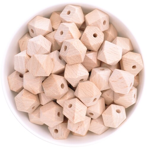 Beech Wood Beads - 15mm Hexagon