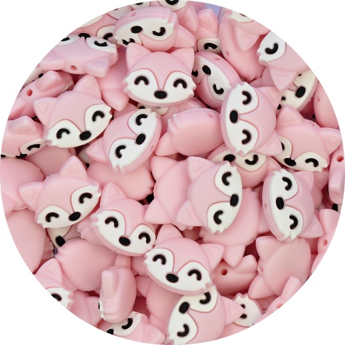 Fox Silicone Bead - Pastel Pink
