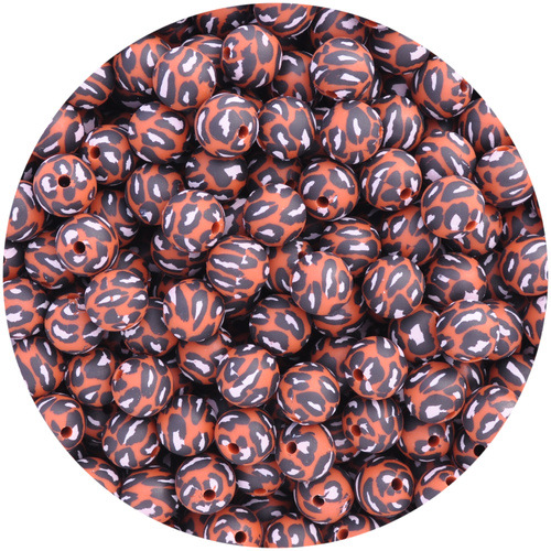 12mm Round Leopard Print - Rust *discontinued*