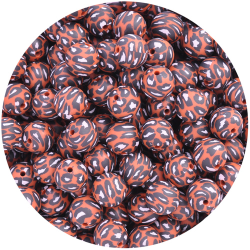 15mm Round Leopard Print - Rust *discontinued*