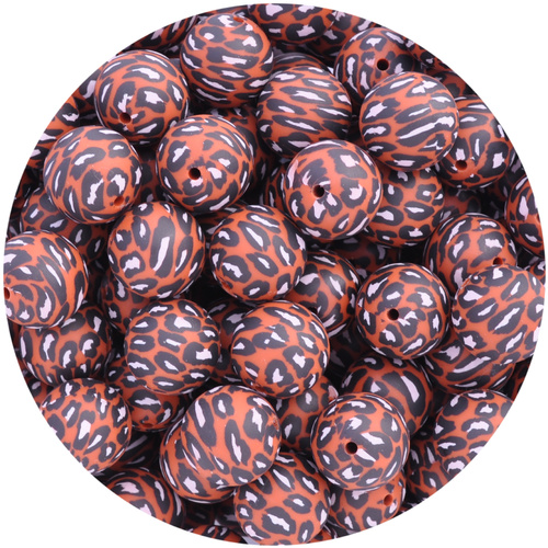 19mm Round Leopard Print - Rust *discontinued*