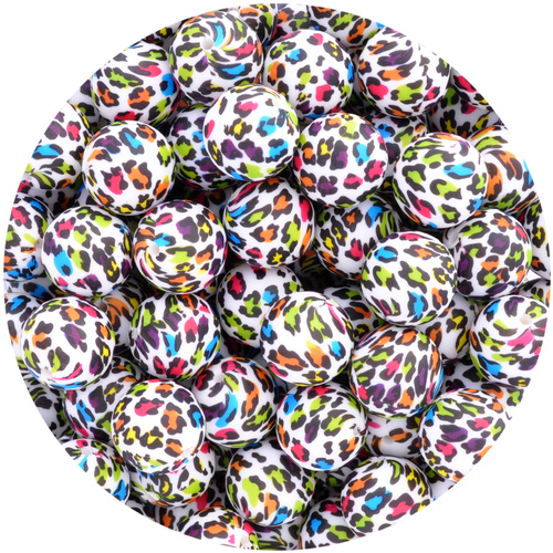 19mm Round Leopard Print - Rainbow