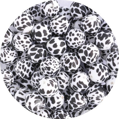 19mm Round Dalmatian Print - White