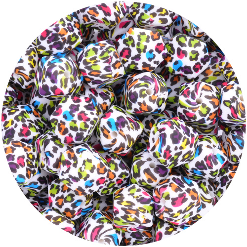 17mm Hexagon Leopard Print - Rainbow