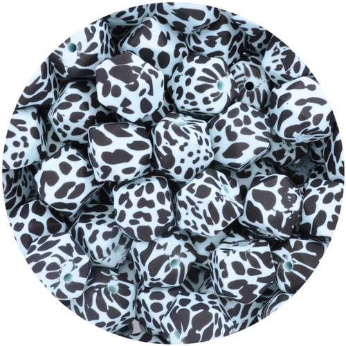 17mm Hexagon Dalmatian Print - Sea Glass