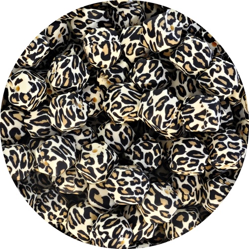 14mm Hexagon Leopard Print - Cream
