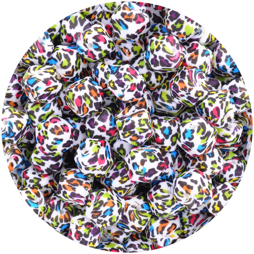 14mm Hexagon Leopard Print - Rainbow