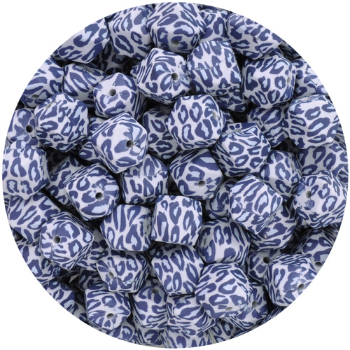 14mm Hexagon Leopard Print - Light Grey
