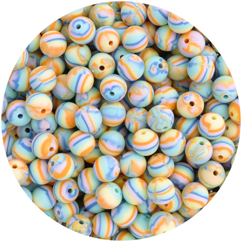 12mm Round - Rainbow Swirl 