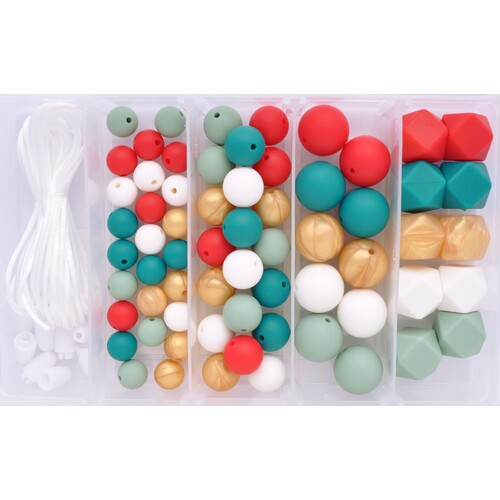 Christmas Silicone Bead Jewellery Kit - Golden Holly