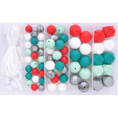 Christmas Silicone Bead Jewellery Kit - Silver Snow