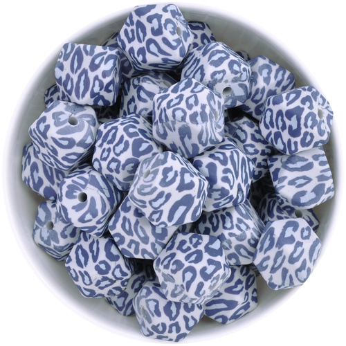 17mm Hexagon Leopard Print - Light Grey