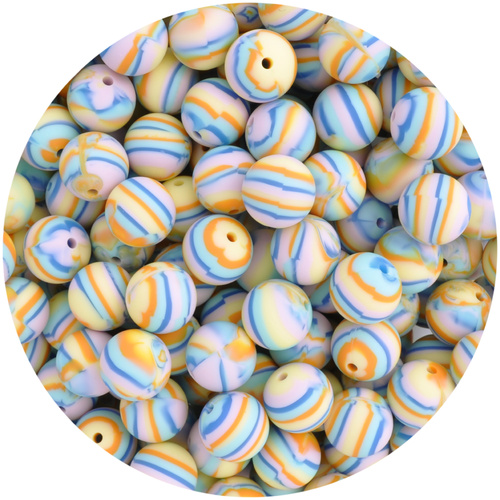 15mm Round - Rainbow Swirl