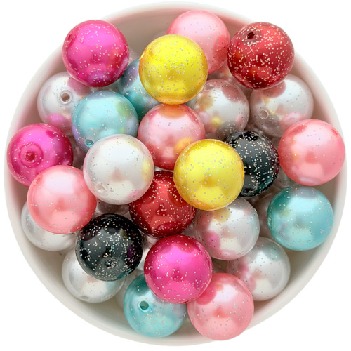 Bubblegum Bead 20mm - Glitter Pearl