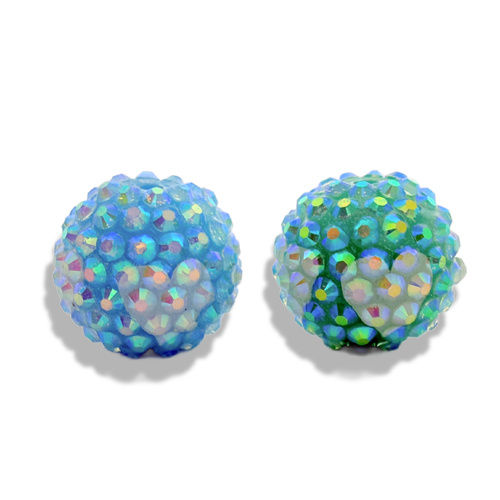 Bubblegum Bead 20mm - Rhinestone Hearts