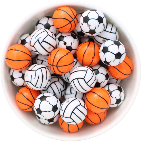 Bubblegum Bead 20mm - Sports Balls