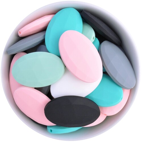Faceted Flat Oval Silicone Bead