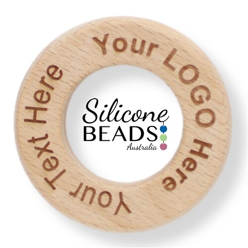  CUSTOM Beech Wood Teething Ring 65mm - Flat Edge